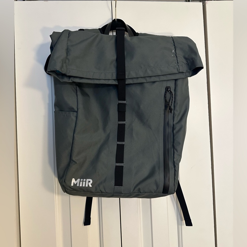 Grey laptop top fold backpack
